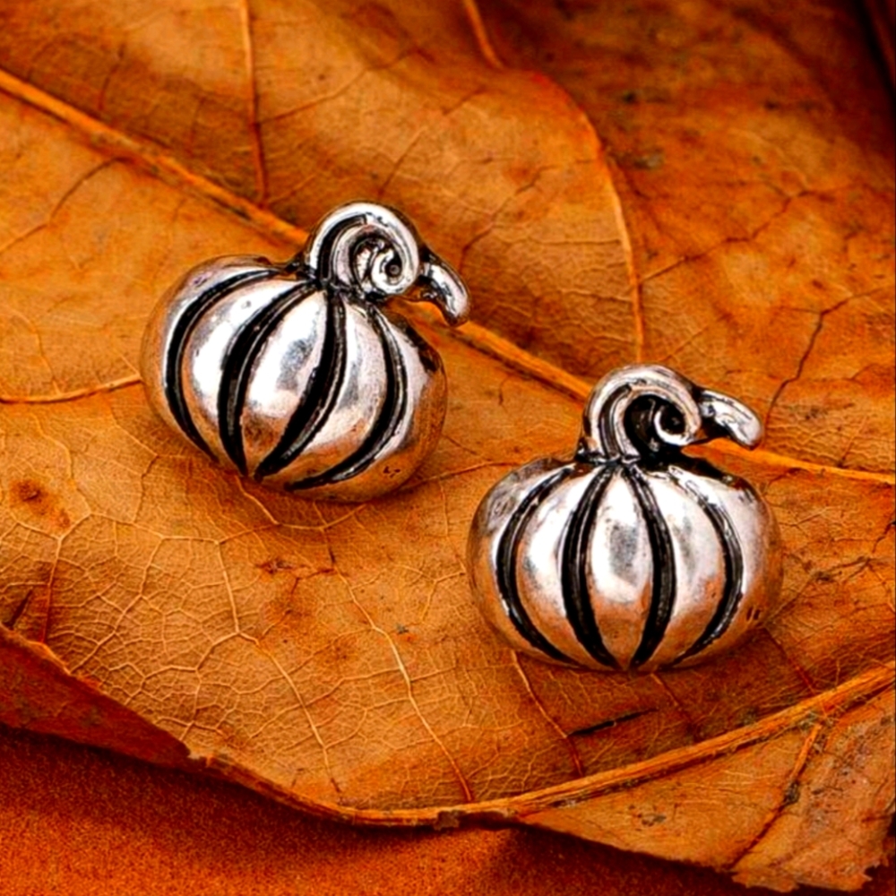 Silver Pumpkin Earrings ZINC ALLOY